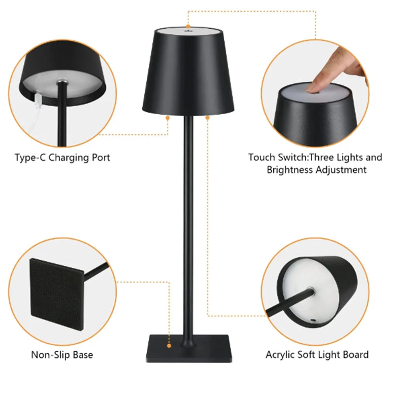 🧡 Luminária LED de Mesa com Toque Sem Fio 🧡